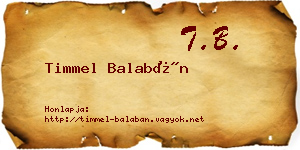Timmel Balabán névjegykártya